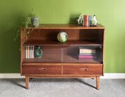 Jentique 60s Vintage Teak / Walnut Glazed Bookcase