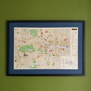 Large Framed Vintage London Map, Black Frame 