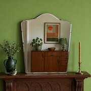 Large Vintage Fan-Shaped Over Mantel Wall Mirror 