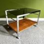 MDA Teak, Chrome and Smoked Glass Occasional Table