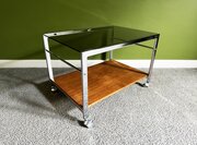 MDA Teak, Chrome And Smoked Glass Occasional Table