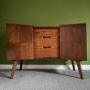 Medium Oak Bow Front Sideboard / Dressing Table