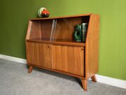 Mid Century Half Glazed Cabinet With Sliding Doors