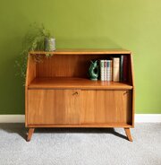 Mid Century Half Glazed Cabinet With Sliding Doors