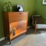 Mid Century Teak Glazed Drinks / Display Cabinet