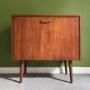 Mid Century Teak & Brass Vinyl Record Cabinet