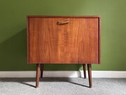 Mid Century Teak & Brass Vinyl Record Cabinet