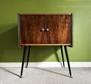 Mid Century Walnut Record Cabinet, 1950s Vintage