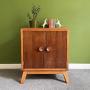 Mid Century Walnut and Beech Vinyl Record Cabinet 
