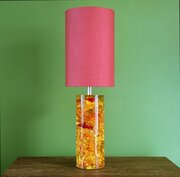 Orange Shattaline Table Lamp, Burnt Orange Shade