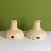 Pair Of Industrial Ivory Thorlux Lightshades