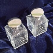 Pair Of Victorian Glass / Silver Perfume Bottles