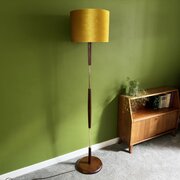 Rewired Teak And Brass Standard Floor Lamp