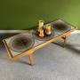 Solid Teak Mid Century Coffee Table with Tiled Top