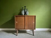 Unix Mid Century Oak Vinyl Record Cabinet