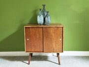 Unix Mid Century Oak Vinyl Record Cabinet 
