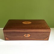 Victorian Mahogany Box, Original Key & Blue Lining