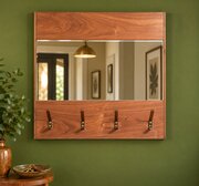 Vintage Landscape Hall Mirror With 4 Coat Hooks