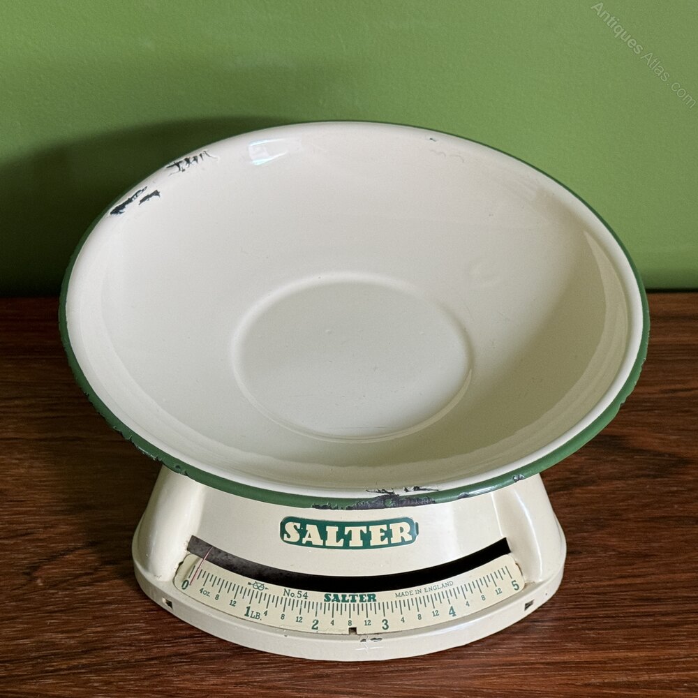 Antiques Atlas - Vintage Salter Enamel Kitchen Weighing Scales