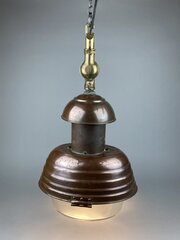 1930s Salvaged Holophane Copper Pendant Light