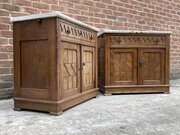 Pair Aesthetic Gothic Style Marble Top Washstands