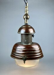 Rare Art Deco Copper Holophane Industrial Lamps