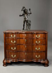18thc Continental Mahogany Commode Of Oxbow Form