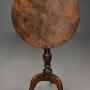 18thc Burr Oak Tilt Top Table Of Fine Patina 