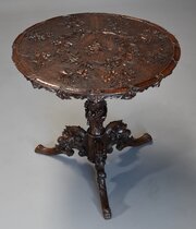 19thc Black Forest Carved Linden Wood Centre Table