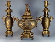 19thc French Japonisme Bronze Incense Burner Set