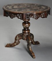 19thc Vietnamese Mother Of Pearl Inlaid Table