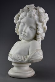 19thc Marble Bust Of A Young Girl Signed ‘Houdon’