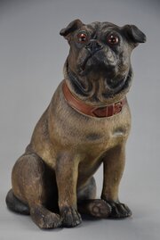 Charming Late 19thc Austrian Terracotta Pug Dog