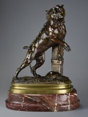 Fine 19thc French Bronze Boxer Dog By Lecourtier