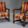 Fine pair of 19thc Baroque style walnut armchairs