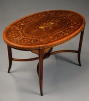 Fine Quality Edwardian Inlaid Oval Coffee Table