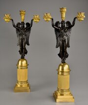 Fine Quality Pair French Empire Bronze Candelabra