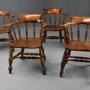 Four mid 19thc smokers bow Windsor chairs