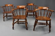Four Mid 19thc Smokers Bow Windsor Chairs