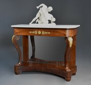 French Charles X Mahogany Marble Top Console Table