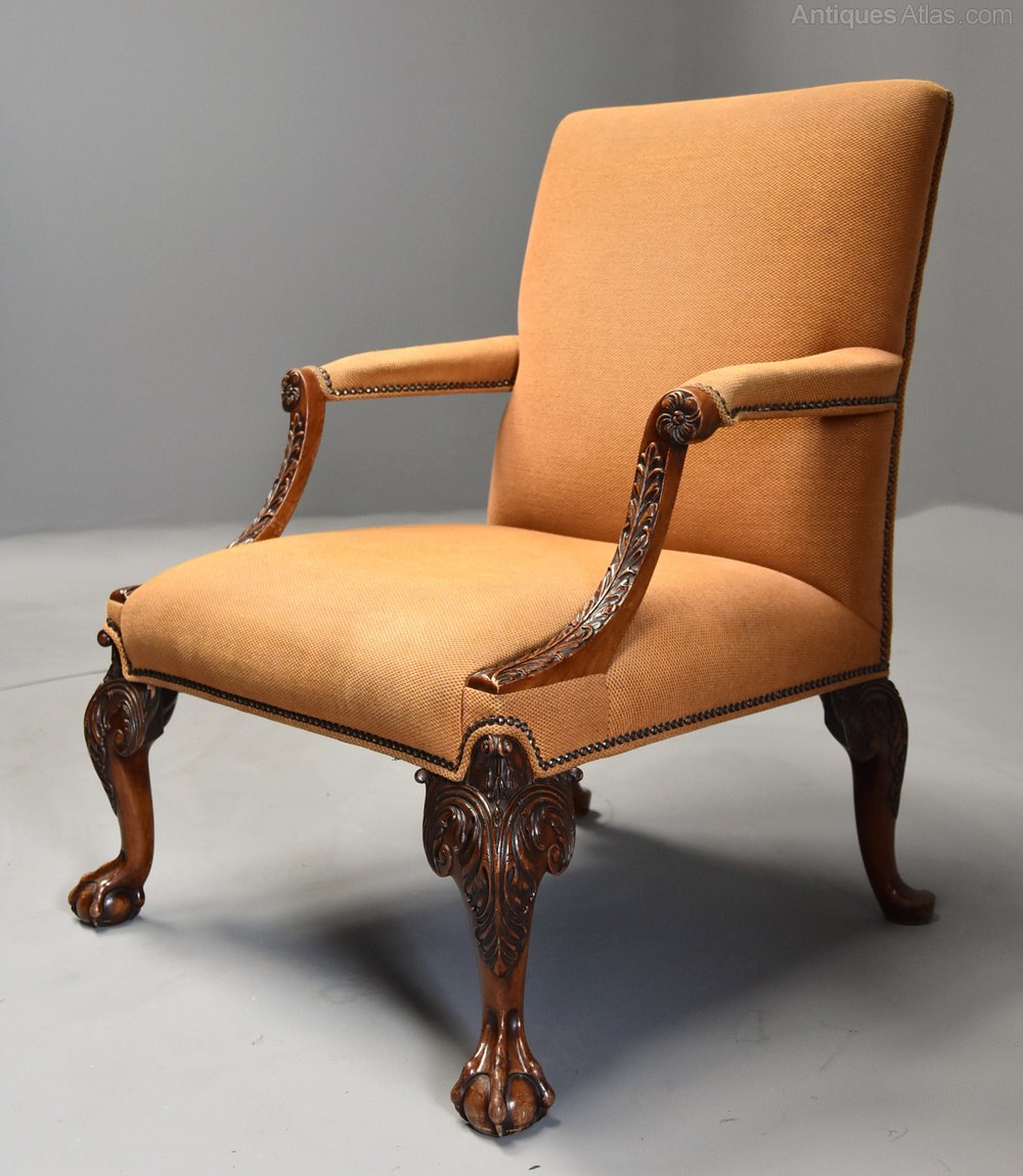 Georgian Style Mahogany Gainsborough Armchair - Antiques Atlas