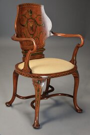 Georgian Style Satinwood & Painted Armchair