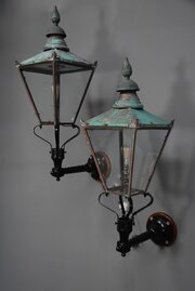 Large pair of Windsor style copper street lanterns