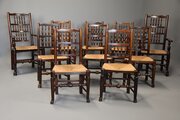 Matched Set Of Ten 19thc Ash Spindle Back Chairs