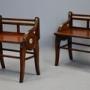 Pair of 19thc oak hall benches by JAS Shoolbred