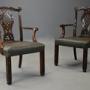 Pair of Chippendale style mahogany open armchairs