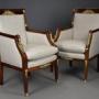 Pair of French Empire style mahogany armchairs