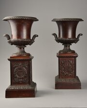 Pair Of French Late 19thc Spelter Campana Urns