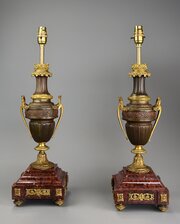 Pair Of Fine French 19thc Bronze & Gilt Lamps