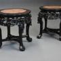 Pair of late 19thc Chinese hardwood pot stands